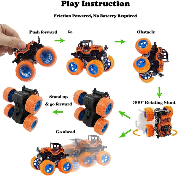 Monster Truck for Boys 3 4 5 6 7 Year Old,Push and Go Friction Powered Car Toys, Double-Directions Inertia Pull Back Vehicle Set, Birthday Party Gift for Kids - 10x10x10