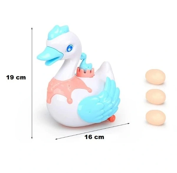 Battery Operated Bump and Go Walking Swan Eggs Laying Swan Cygnet Toy with Lights Sound Music for Kids Boys Girls Egg Duck Toy - 10x20x5