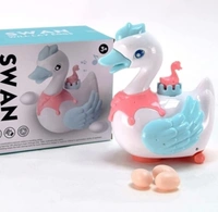 Battery Operated Bump and Go Walking Swan Eggs Laying Swan Cygnet Toy with Lights Sound Music for Kids Boys Girls Egg Duck Toy - 10x20x5