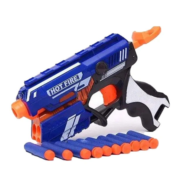 Fire Dart Gun Toy with 10 Safe Soft Foam Bullet for Target Shooting Fun Activity Battle Fight Indoor & Outdoor Game Best Birthday Gift for Children Kids Boys & Girls. - 10x15x10