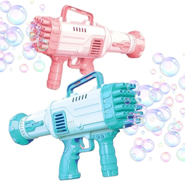 Electric Gatling bubble Gun for Kids with Soap Solution Indoor and Outdoor Toys for Toddlers Bubble Launcher Machine for Girls and Boys - 10x20x10