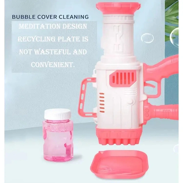 Electric Gatling bubble Gun for Kids with Soap Solution Indoor and Outdoor Toys for Toddlers Bubble Launcher Machine for Girls and Boys - 10x20x10