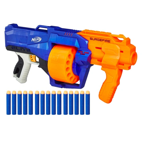 Surgefire Elite Blaster 15-Dart Rotating Drum, Slam Fire, Includes 15 Official Elite Darts for Children, Teens, Adults, Multicolor - 20x15x20