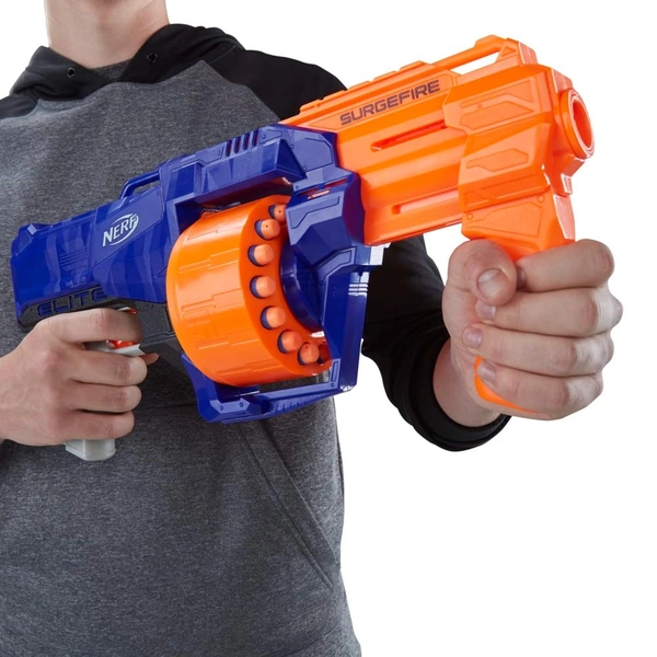 Surgefire Elite Blaster 15-Dart Rotating Drum, Slam Fire, Includes 15 Official Elite Darts for Children, Teens, Adults, Multicolor - 20x15x20