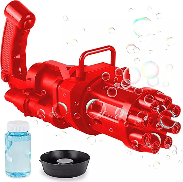 8 Hole Electric Gatling Bubble Gun for Kids with Soap Solution Indoor and Outdoor Toys for Toddlers Bubble Launcher Machine for Girls and Boys - 10x10x10