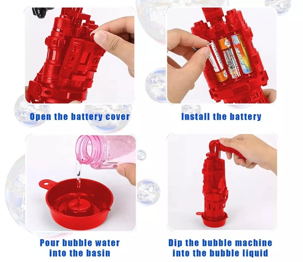 8 Hole Electric Gatling Bubble Gun for Kids with Soap Solution Indoor and Outdoor Toys for Toddlers Bubble Launcher Machine for Girls and Boys - 10x10x10