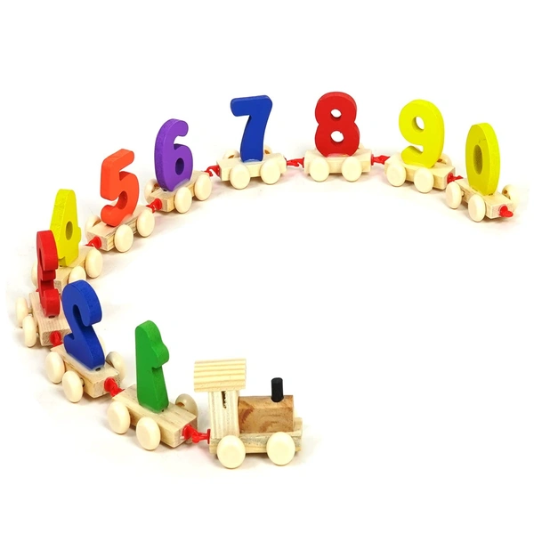 Handicraft Wooden Digits 0 to 9 Number Train | Digits Number 0 to 9 Wooden Toy Train for Early Educational Kids - 10x10x10
