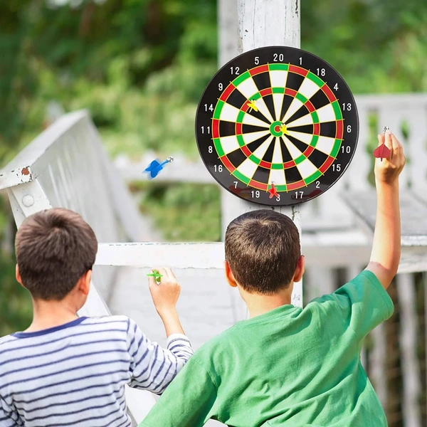 14 Inch Magnetic Dartboard Board Game Set - Bullseye Dart Board with 6 pcs Safe Darts for Indoor and Outdoor Game - 20x25x10