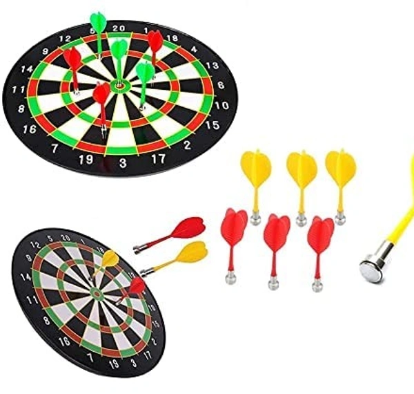14 Inch Magnetic Dartboard Board Game Set - Bullseye Dart Board with 6 pcs Safe Darts for Indoor and Outdoor Game - 20x25x10