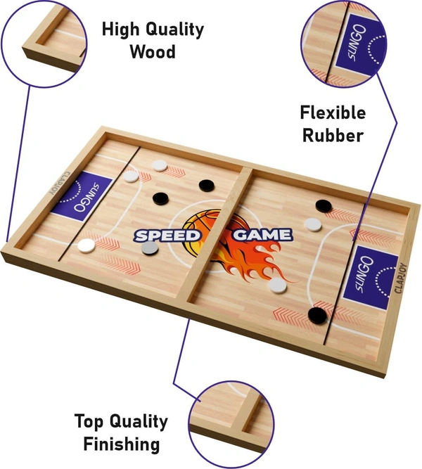 Fastest Finger First Board Games for Adults & Kids Wooden String Hockey Game Sling Puck Board Hockey Toy Perfect for Family Entertainment, Birthday Party, Christmas Gift - 10x15x5