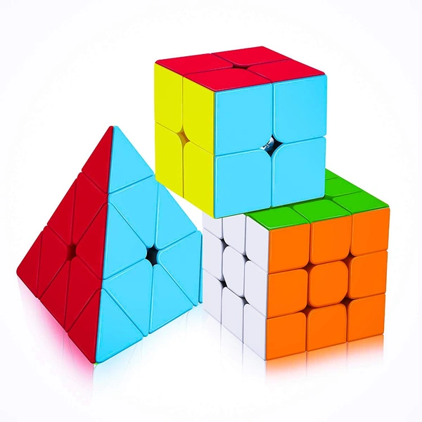 Rubik's Cube Combo Set Of 2X2 3X3 And Pyramid Triangle High Speed Stickerless Magic Cube Puzzle, Kids and Professionals - 10x10x10