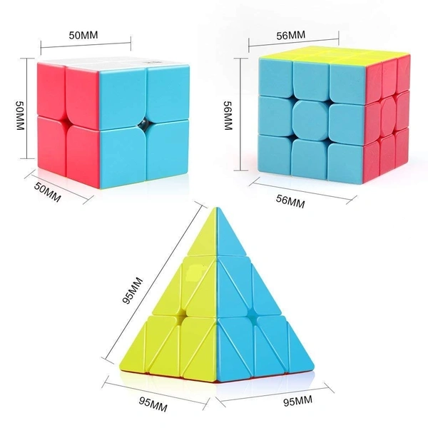 Rubik's Cube Combo Set Of 2X2 3X3 And Pyramid Triangle High Speed Stickerless Magic Cube Puzzle, Kids and Professionals - 10x10x10