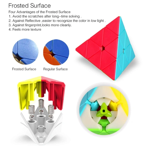 Rubik's Cube Combo Set Of 2X2 3X3 And Pyramid Triangle High Speed Stickerless Magic Cube Puzzle, Kids and Professionals - 10x10x10