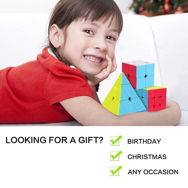 Rubik's Cube Combo Set Of 2X2 3X3 And Pyramid Triangle High Speed Stickerless Magic Cube Puzzle, Kids and Professionals - 10x10x10