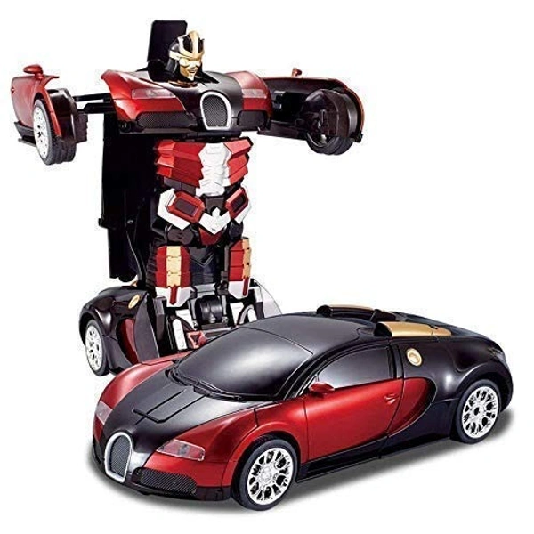 Battery Operated Converting Car to Robot, Robot to Car Automatically, Robot Toy, with Light and Sound for Kids Indoor and Outdoor 3 Year, Pack of 1, Red - 10x20x10