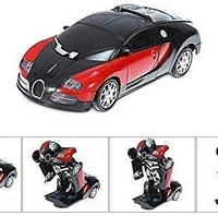Battery Operated Converting Car to Robot, Robot to Car Automatically, Robot Toy, with Light and Sound for Kids Indoor and Outdoor 3 Year, Pack of 1, Red - 10x20x10