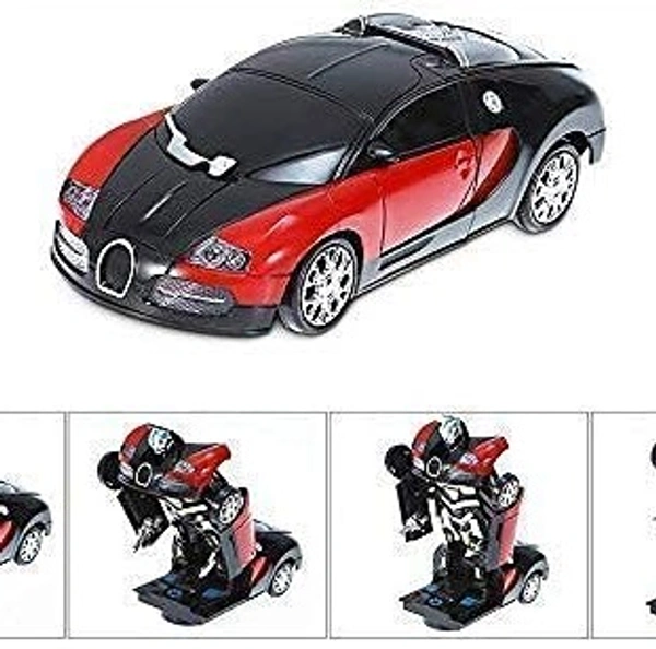 Battery Operated Converting Car to Robot, Robot to Car Automatically, Robot Toy, with Light and Sound for Kids Indoor and Outdoor 3 Year, Pack of 1, Red - 10x20x10