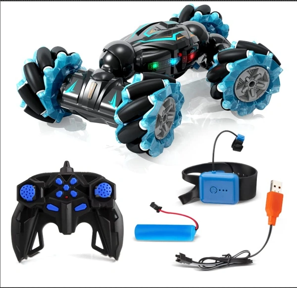 RC Stunt Car, 2.4GHz 4WD Remote Control Gesture Sensor Toy , Double Sided Rotating Off Road Vehicle 360° Flips with Lights Music, for Boys & Girls Birthday - 20x20x15