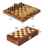 Wooden Chess Board with 32 Pawns, Indoor Mind Board Games  - 10x20x5