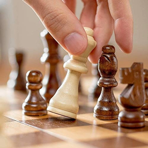 Wooden Chess Board with 32 Pawns, Indoor Mind Board Games  - 10x20x5