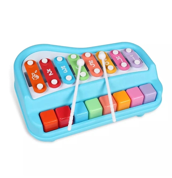 2 in 1 Xylophone Toy (8 Multi-Coloured Key) | Instrumental Baby Piano for Toddlers and Kids | Keyboard Musical Learning - 10x20x10