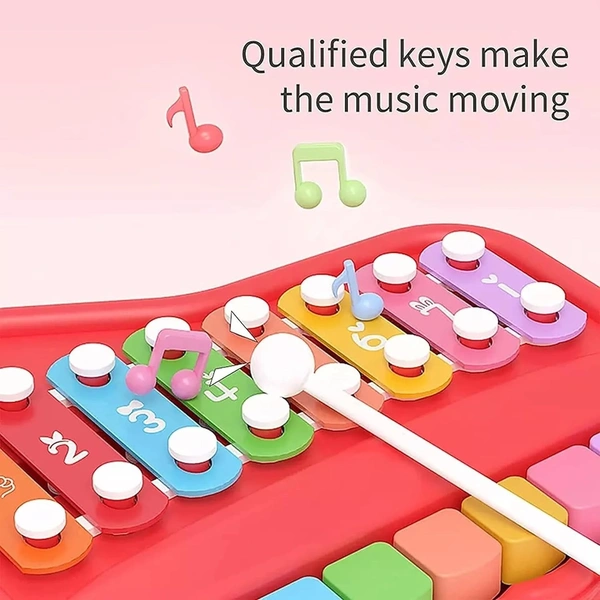 2 in 1 Xylophone Toy (8 Multi-Coloured Key) | Instrumental Baby Piano for Toddlers and Kids | Keyboard Musical Learning - 10x20x10