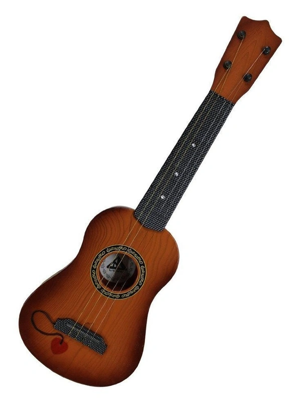 Guitar Toy for Kids 4-String Acoustic Music Learning Toys Musical Instrument Educational Guitar Toy for Beginners Kids Child (Brown Plastic) - 50x20x10