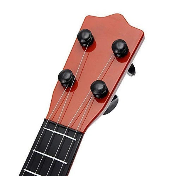 Guitar Toy for Kids 4-String Acoustic Music Learning Toys Musical Instrument Educational Guitar Toy for Beginners Kids Child (Brown Plastic) - 50x20x10