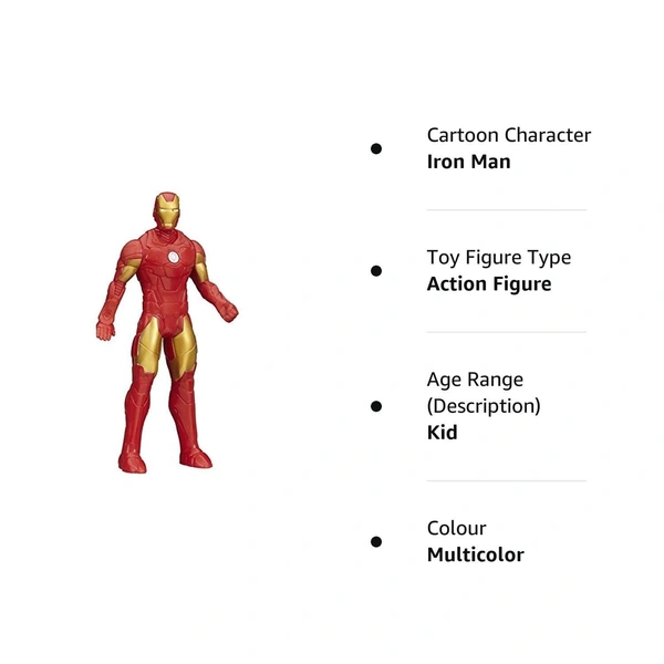 Marvel Iron Man Action Figure Avengers (8 Inches, Multicolor), Toys for Kids Ages 3 and Up - 10x15x10