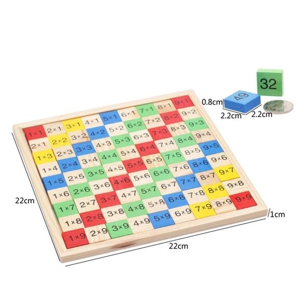 Mathematics Educational Wooden Toys Multiplication Table Kids Blocks Puzzle - 15x15x5