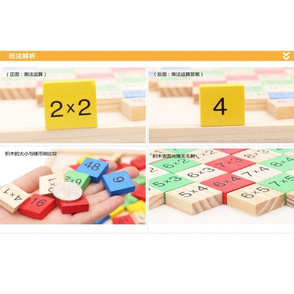 Mathematics Educational Wooden Toys Multiplication Table Kids Blocks Puzzle - 15x15x5