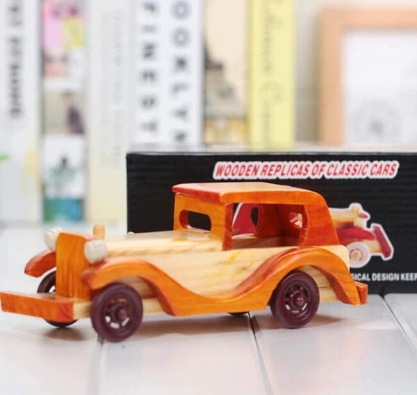 Handicraft Wooden Car Showpiece for Kids Toy, Home Decoration, Functional Gift Brown (8-Inch Long),Handcarved Wooden Jeep Toy, Perfect Home Decor Showpiece - 10x15x10