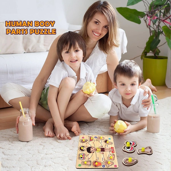 Body Part Puzzle Kids Wooden Toys for Kids 3 + Jigsaw Puzzles for Adults Baby Learning Toys Educational Toys for 2 Board Game - 20x20x5