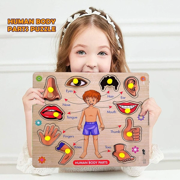 Body Part Puzzle Kids Wooden Toys for Kids 3 + Jigsaw Puzzles for Adults Baby Learning Toys Educational Toys for 2 Board Game - 20x20x5