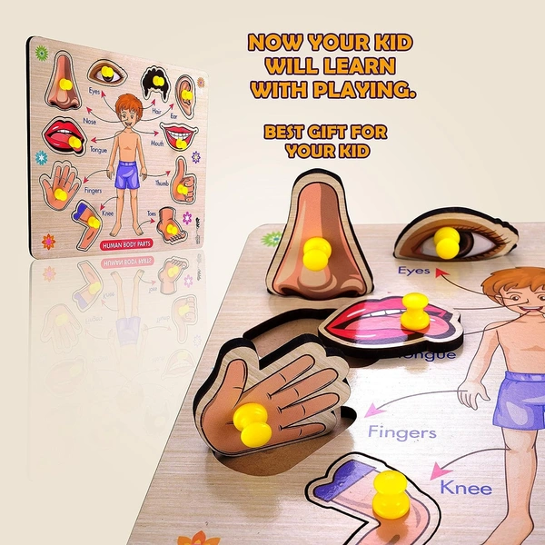Body Part Puzzle Kids Wooden Toys for Kids 3 + Jigsaw Puzzles for Adults Baby Learning Toys Educational Toys for 2 Board Game - 20x20x5