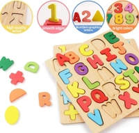 Wooden Learning Educational Board for Kids, Puzzle Toys for 2 Years Old Boys & Girls | A B C D Learning for Kids (Alphabet & Numbers) - 20x20x5