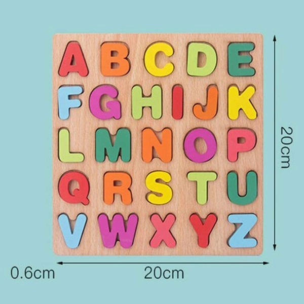 Wooden Learning Educational Board for Kids, Puzzle Toys for 2 Years Old Boys & Girls | A B C D Learning for Kids (Alphabet & Numbers) - 20x20x5