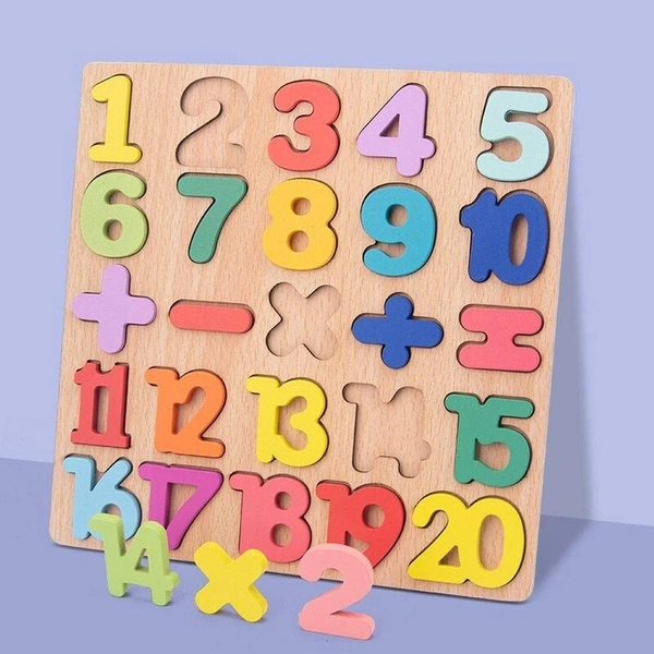 Wooden Learning Educational Board for Kids, Puzzle Toys for 2 Years Old Boys & Girls | A B C D Learning for Kids (Alphabet & Numbers) - 20x20x5