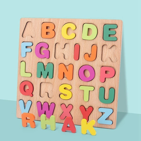 Wooden Learning Educational Board for Kids, Puzzle Toys for 2 Years Old Boys & Girls | A B C D Learning for Kids (Alphabet & Numbers) - 20x20x5