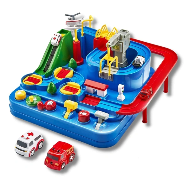 Car Race Tracks for Boys | Car Adventure Toys for 3 4 5 6 7 8 Year Old Boys Girls, City Rescue Toy Vehicle Car Track Playsets for Toddlers - 20x25x20