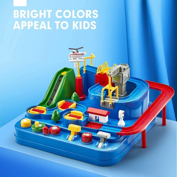 Car Race Tracks for Boys | Car Adventure Toys for 3 4 5 6 7 8 Year Old Boys Girls, City Rescue Toy Vehicle Car Track Playsets for Toddlers - 20x25x20