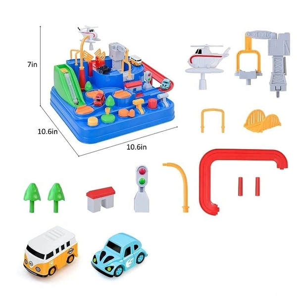 Car Race Tracks for Boys | Car Adventure Toys for 3 4 5 6 7 8 Year Old Boys Girls, City Rescue Toy Vehicle Car Track Playsets for Toddlers - 20x25x20