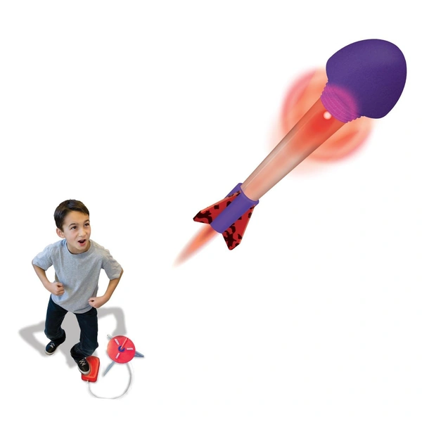 ump Rocket Stomp Launcher and 3 Foam Tipped Rockets with Whistling Sound Outdoor Toy for Kids (Flies Upto 150ft, Non- Toxic, No Battery, Age 5+ Years), Multicolor - 10x10x10