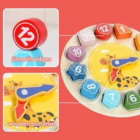 Wooden Shape Color Sorting Clock Teaching Time Number Blocks Animal Patterns Puzzle Stacking Sorter Montessori Early Learning Educational Toy Gift for 3 Year Old Toddler Baby Kids - 10x10x10