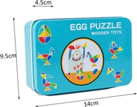 Early Learning Wooden Egg Shape Pattern Blocks Puzzle Game, Montessori Colorful Geometry Jigsaw Puzzle for Kids, Brain Teaser Game for Preschool Children - 10x10x10