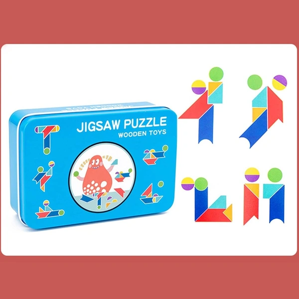 Early Learning Wooden Egg Shape Pattern Blocks Puzzle Game, Montessori Colorful Geometry Jigsaw Puzzle for Kids, Brain Teaser Game for Preschool Children - 10x10x10