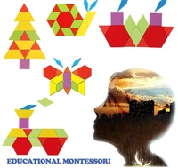 Wooden Pattern Blocks Set 155 PCS Geometric Color Shape Manipulative Puzzle Game for Kids - 10x10x10