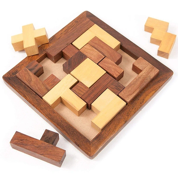 Wooden Jigsaw Puzzle Game Wooden Toys/Games for Kids Travel Games for Families Unique Gifts for Children Indoor Outdoor Board Games (Brown) - 10x10x10