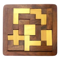Wooden Jigsaw Puzzle Game Wooden Toys/Games for Kids Travel Games for Families Unique Gifts for Children Indoor Outdoor Board Games (Brown) - 10x10x10
