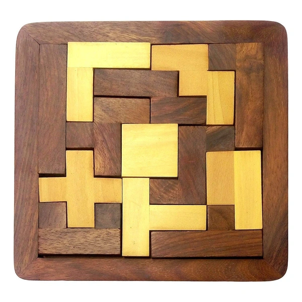 Wooden Jigsaw Puzzle Game Wooden Toys/Games for Kids Travel Games for Families Unique Gifts for Children Indoor Outdoor Board Games (Brown) - 10x10x10
